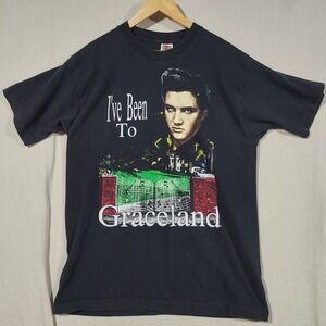 Vintage 1992 Elvis Presley Graceland T Shirt Black Fruit of the Loom XL 90s Tee